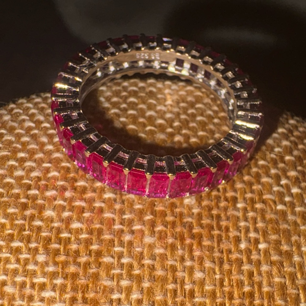 Solid Sterling Silver Genuine Ruby Eternity Band … - image 2